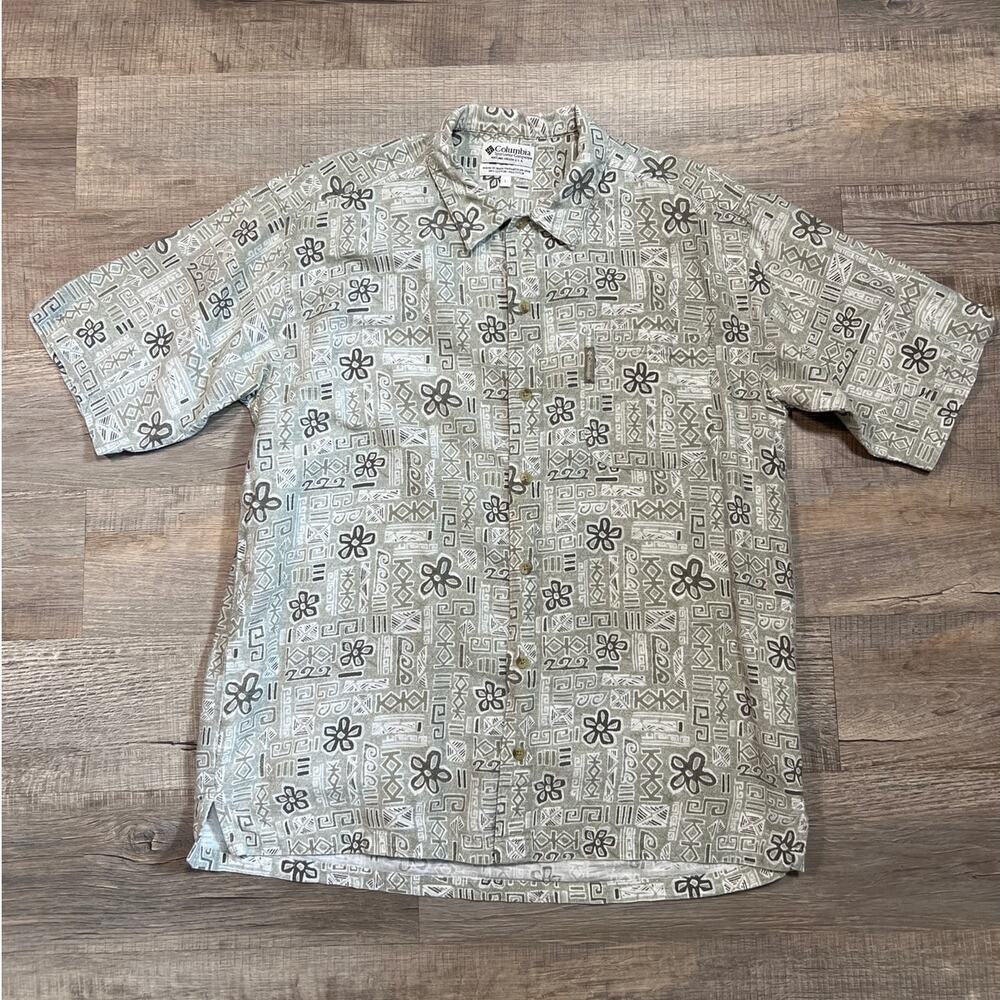 Columbia‎ Mens Size Large Cotton Short Sleeve Hawaiian Shirt Floral AOP
